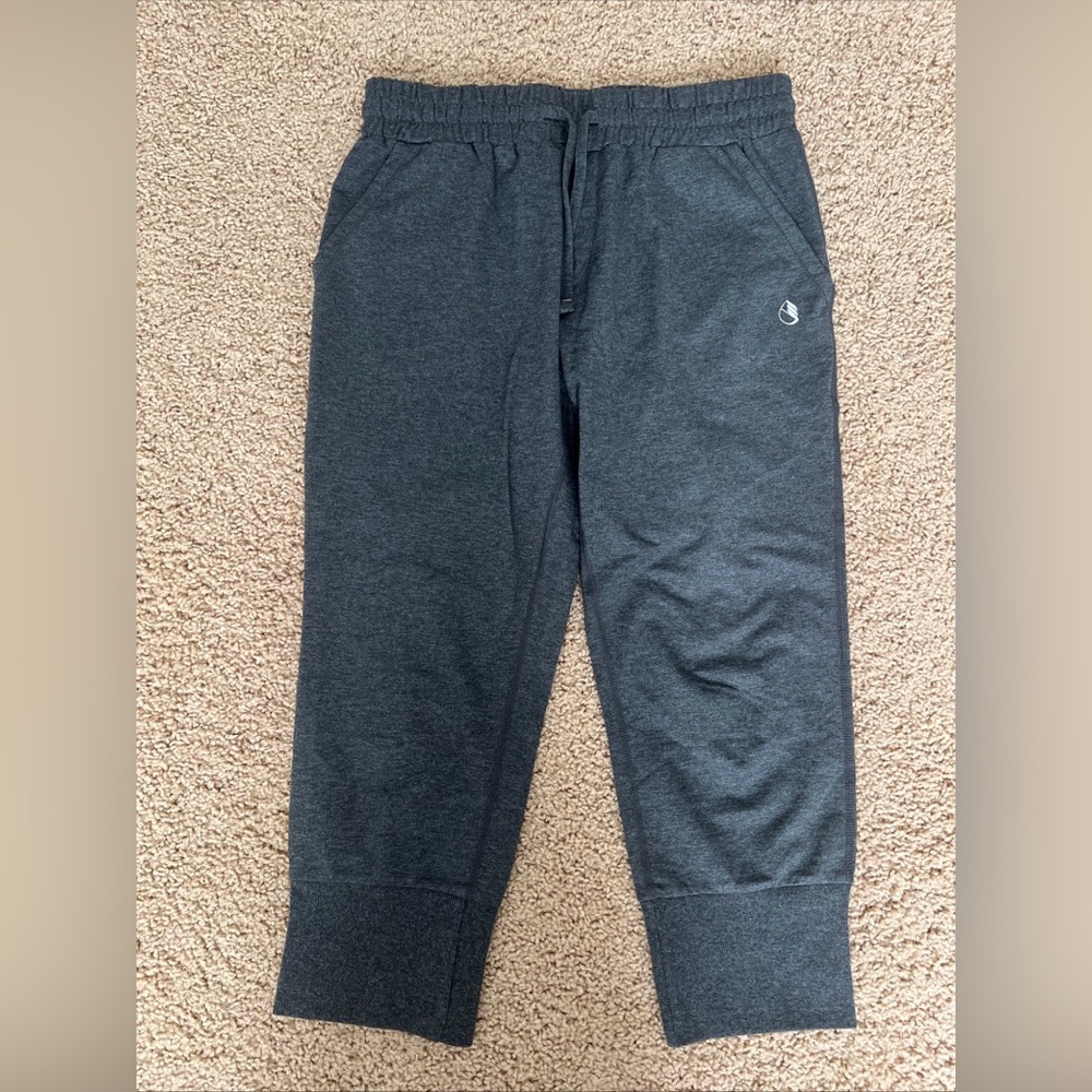 Icyzone Women’s Charcoal Grey Capri Drawstring Jogger Sweatpants Small NWOT